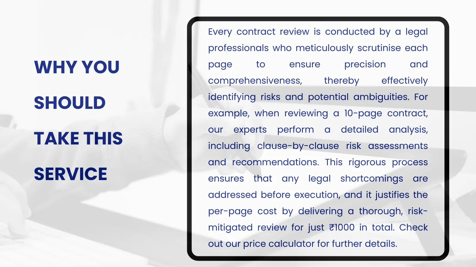 Why should you take this service